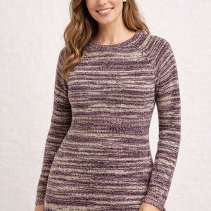 Columbia Women’s Marled Knit Tunic Sweater Size Large Purple Cream Cozy Outdoor